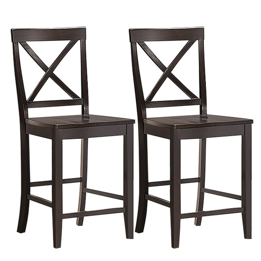Image of 24 Inch 2 Pack Rubber Wood Frame Kitchen Chairs