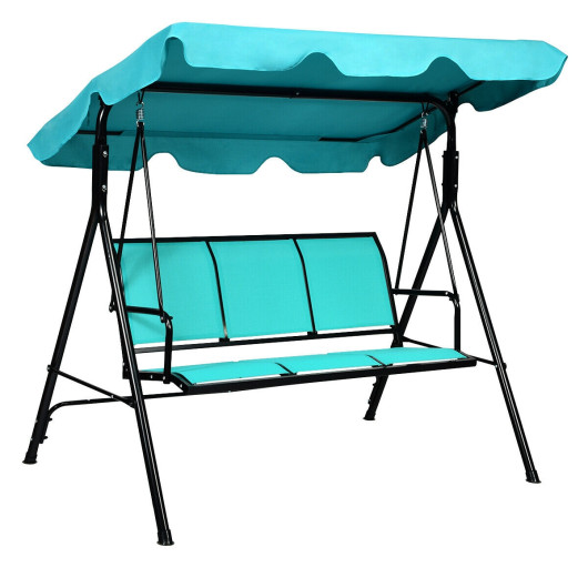 Patio Porch Swing Bench Chair Canopy Blue