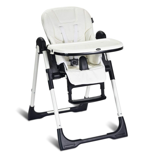 Image of Foldable High chair with Multiple Adjustable Backrest-White