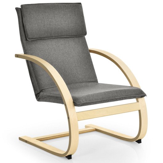 Modern Fabric Upholstered Bentwood Lounge Chair-Gray