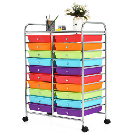 Image of 20 Drawers Storage Rolling Cart Studio Organizer-Multicolor