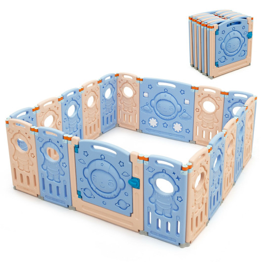 Image of 18-Panel Foldable Baby Playpen Kids Activity Center with Lockable Door