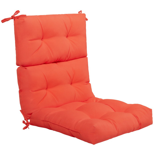 Image of 22 x 44 Inch Tufted Outdoor Patio Chair Seating Pad-Orange
