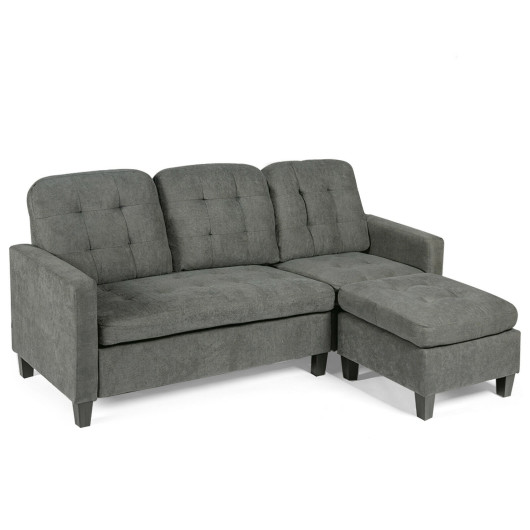 Convertible L-shaped Sectional Sofa Couch with Massage Cushion-Dark Gray