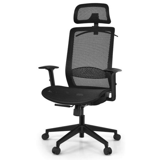 Image of Height Adjustable Ergonomic High Back Mesh Office Chair with Hange-Black