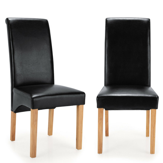 Image of Set of 2 Dining Chairs with Rubber Wood Legs-Black