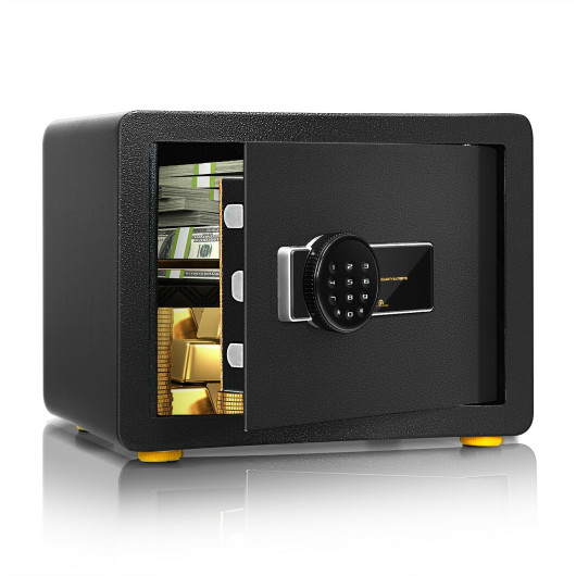 Image of 1.0 Cu Feet Electronic Digital Security Safe Box with Keypad and Key for Home Office