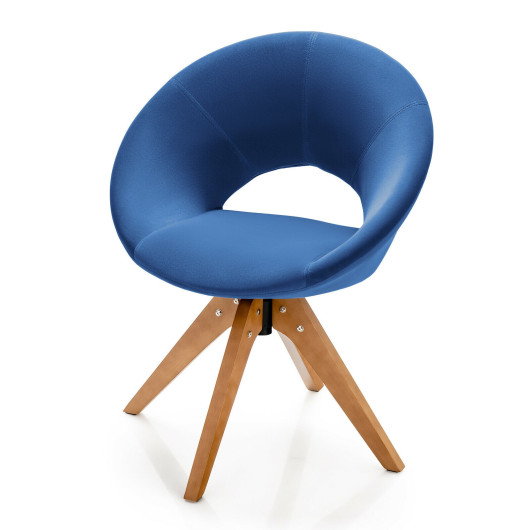 Image of Mid Century Modern Swivel Accent Chair Fabric Velvet Armchair-Blue