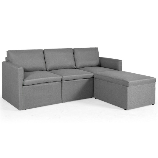 Convertible L-Shaped Sectional Sofa Couch with Reversible Chaise-Dark Gray
