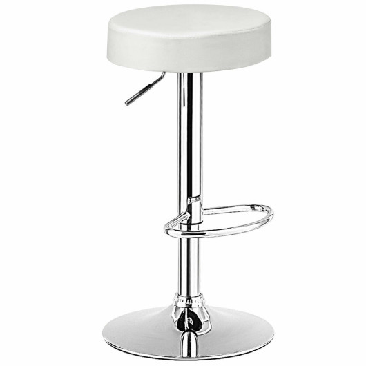 Image of 1 PC Round Bar Stool Adjustable Swivel Pub Chair-White