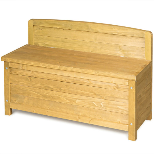 Image of 16.5 Gallon Wood Storage Bench Deck Outdoor Seating 35.5 Inch-Yellow