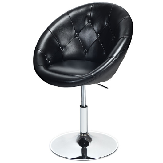 Image of 1 PC Modern Adjustable Swivel Round PU Leather Chair-Black