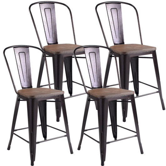 Metal Counter Stool Dining Chairs Backrest Cooper