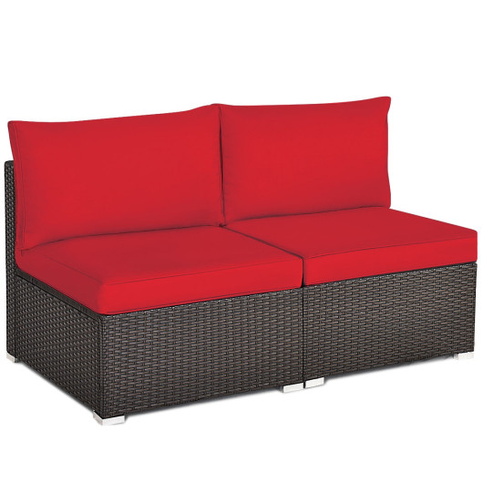 Patio Sofa Set Pillows Red
