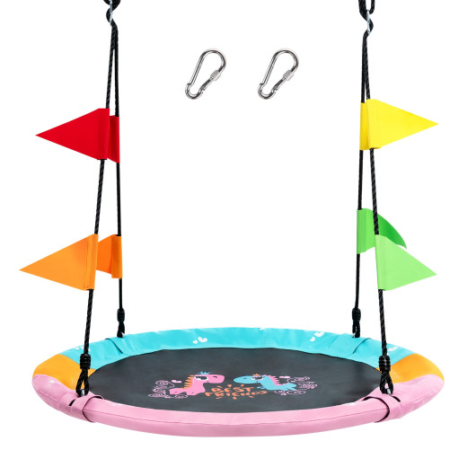4 Inch Flying Saucer Tree Swing with Hanging Straps Monkey-Pink