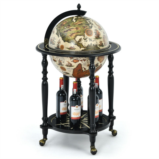 Image of 16th Century Nautical Chart Wine Cabinet with Wheels