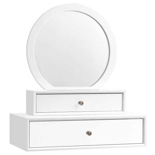 Image of Makeup Dressing Wall Mounted Vanity Mirror with 2 Drawer