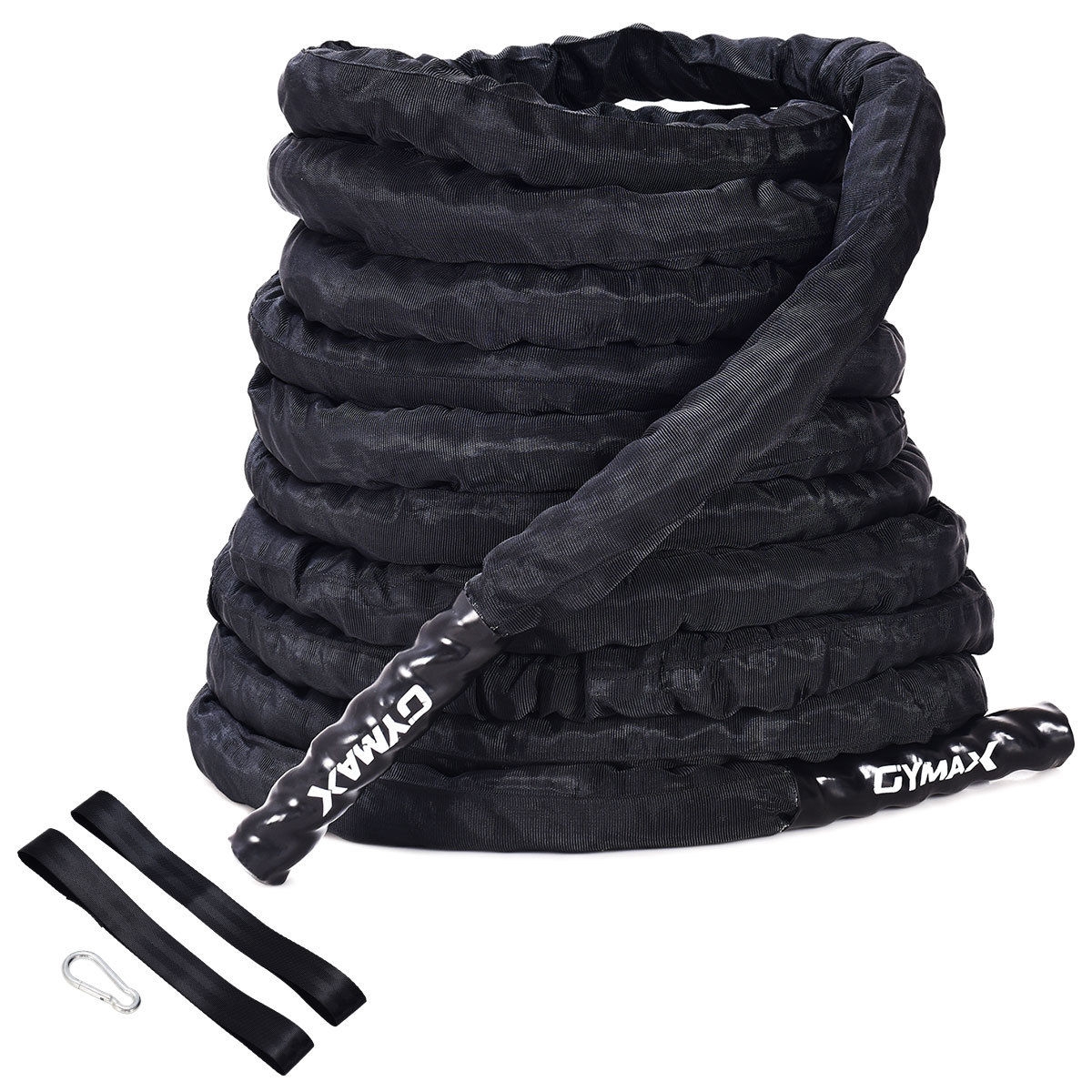 This battle ropes are great conditioning tool that will sculpt your entire body. This battle rope will increase muscular endurance and cardiovascular conditioning which is important for your health. The design of durable cover handle will improve the grip of this combat rope then you can use it easier. The shorter workout rope is great for those new at rope training, the longer one is better fit the intermediates and pros. According to your actual needs you can buy the most suitable battle rope for your training. This battle rope can be used at home, in gym or any wide-open area you wanted. Extremely easy to install-just wrap it around something and get to work! If you are looking for battle ropes, please don't hesitate to buy one! Made of highly durable poly dacron which is wear-resistant to prevent fraying even when used outdoors Covered with the tubular nylon sleeves to protect the rope from friction damage Heat shrink grips for impro