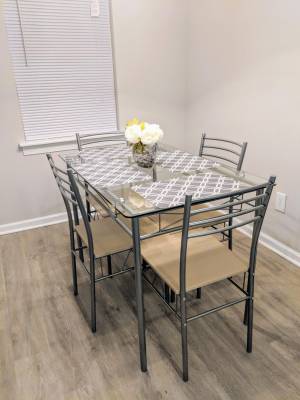 5 pcs dining set <strong>glass</strong> table and 4 chairs