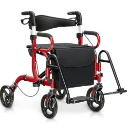Folding Rollator Walker with 8-inch Wheels and Seat