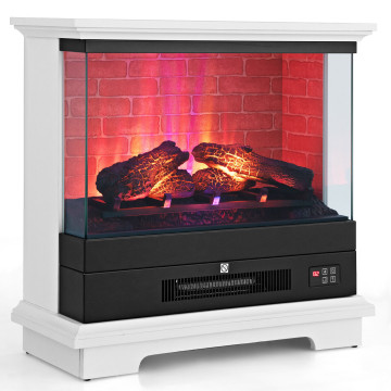 27 Inch Freestanding Electric Fireplace with 3-Level Vivid Flame Thermostat
