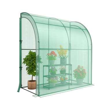 7 x 3.5 x 7 Feet Lean-to Greenhouse with Flower Rack
