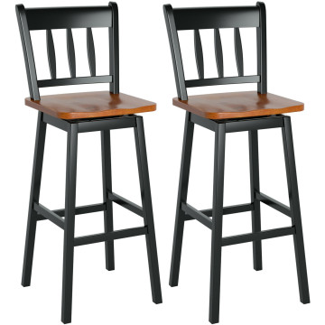 30.5 Inch Set of 2 Swivel Bar Stools with 360° Swiveling