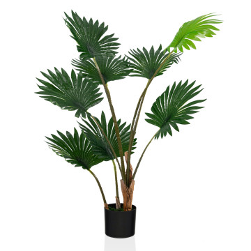 4 Feet Artificial Fan Palm Tree with Cement Pot