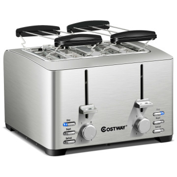 Extra-Wide Slot Stainless Steel 4 Slice Toaster