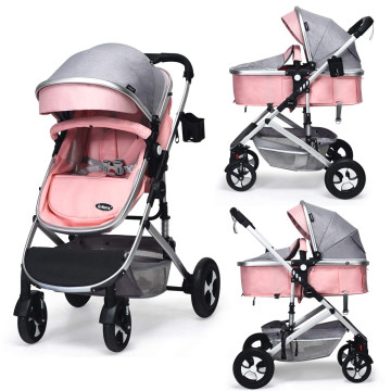 34.3 x 14.9 x 42.9 Inch Gray 2-in-1 High Landscape Bassinet Newborn and Infant Pushchair 739A Go4max Bassinet Reversible Convertible Baby Strollers 