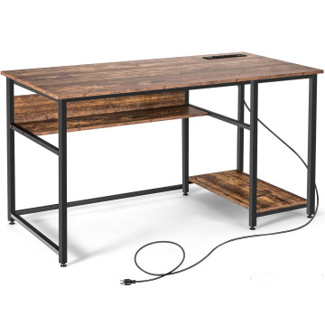 55 Inch Computer Desk with Power Outlets and USB Ports for Home and Office