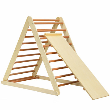 Foldable Wooden Climbing Triangle Ladder for Sliding & Climbing Triangle Triangle Climber with Safety Climbing Ladder for Toddlers White+Pastel Large Size 