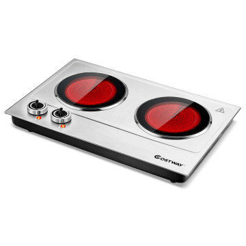 1800W Stainless Steel Infrared Cooktop with Non-slipping Feet and Adjustable Temperature