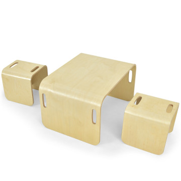 3 Pieces Kids Wooden Table and Chair Set 