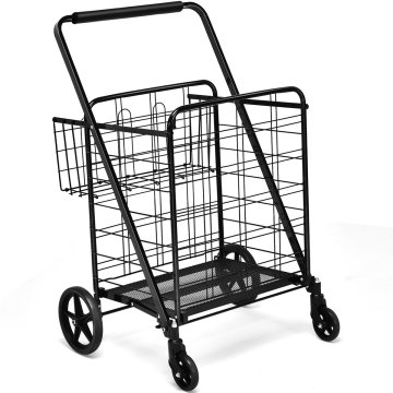 Heavy Duty Folding Utility Shopping Double Cart