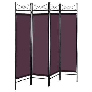  4 Panels Metal Frame Room Private Folding Screen-Brown