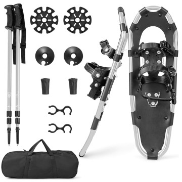 21/25/30 Inch 4-in-1 Lightweight Terrain Snowshoes with Flexible Pivot System