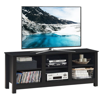 Universal Wooden TV Stand for TVs up to 60 Inch with 6 Open Shelves