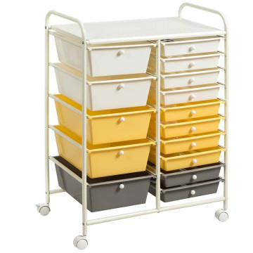 15-Drawer Utility Rolling Organizer Cart Multi-Use Storage