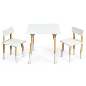 Kids Wooden Table and 2 Chairs Set