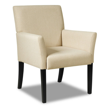 Fabric Upholstered Executive Guest Armchair with Rubber Wood Legs