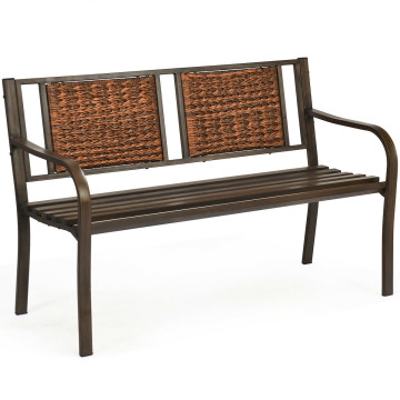 Patio Garden Bench with Powder Coated Steel Frame