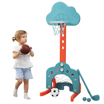 3-in-1 Kids Adjustable Basketball Hoop Set with Balls
