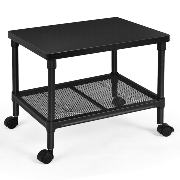 2-Tier Printer Stand with Ample Storage Space and Smooth Wheels