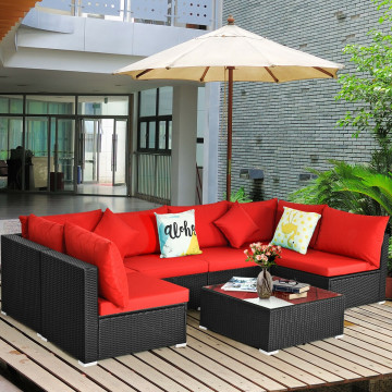 7 Pieces-Black Rattan