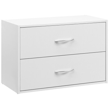 2-Drawer Stackable Horizontal Storage Cabinet Dresser Chest with Handles