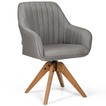 Fabric Swivel Accent Chair with Beech Wood Legs