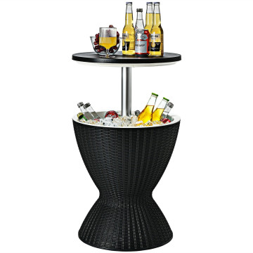 3 Pieces Outdoor Rattan Bar Table with Extendable Tabletop 
