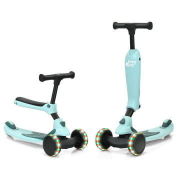2 in 1 Kids Kick Scooter with Flash Wheels for Girls Boys from 1.5 to 6 Years Old