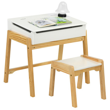 Children Activity Art Study Desk and Chair Set with Large Storage Space for Kids Homeschooling